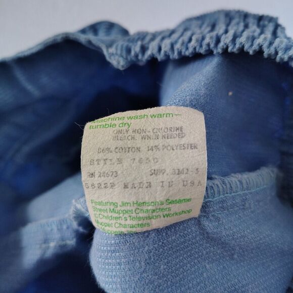 Vtg Big Bird Blue Corduroy Pants Baby Toddler Boys 90s Sesame Street USA Size 4T - Picture 5 of 6